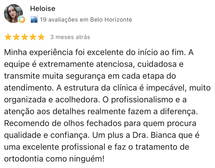 Avaliação de 5 estrelas no Google para a Estimare Odontologia