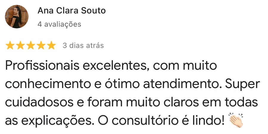 Avaliação de 5 estrelas no Google para a Estimare Odontologia