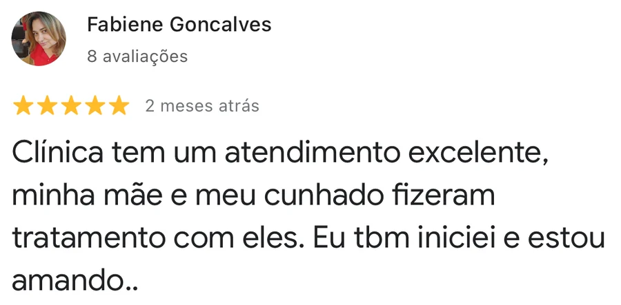 Avaliação de 5 estrelas no Google para a Estimare Odontologia